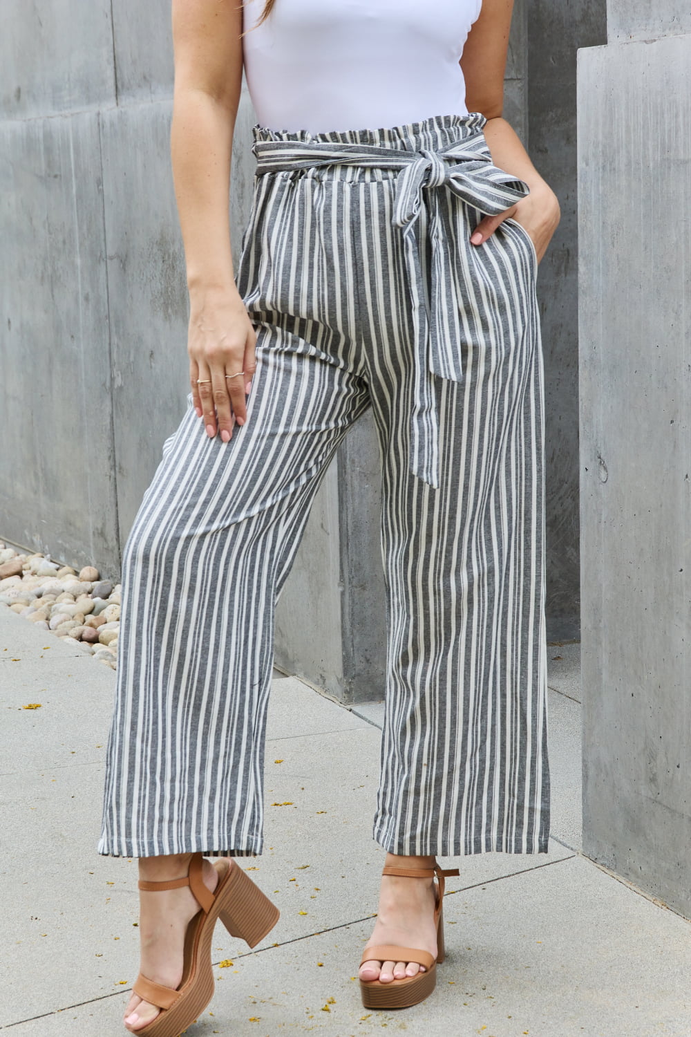 Find Your Path Paperbag Waist Striped Culotte Pants Oh My Jane Boutique